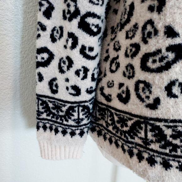 Altuzarra Wool Blend Cream w/Black Leopard Print Sweater Size L - Picture 3 of 12